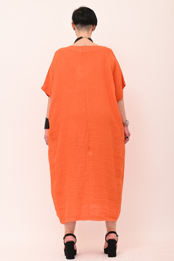 Abito lino over - Arancio