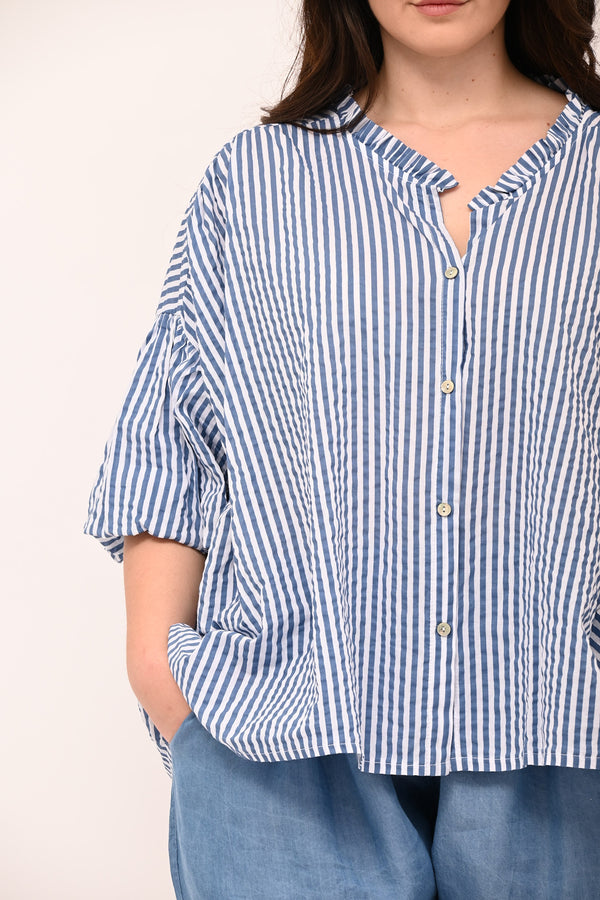 Camicia righe scollo V - Jeans