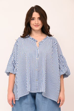 Camicia righe scollo V - Jeans