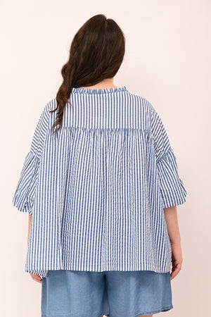Camicia righe scollo V - Jeans