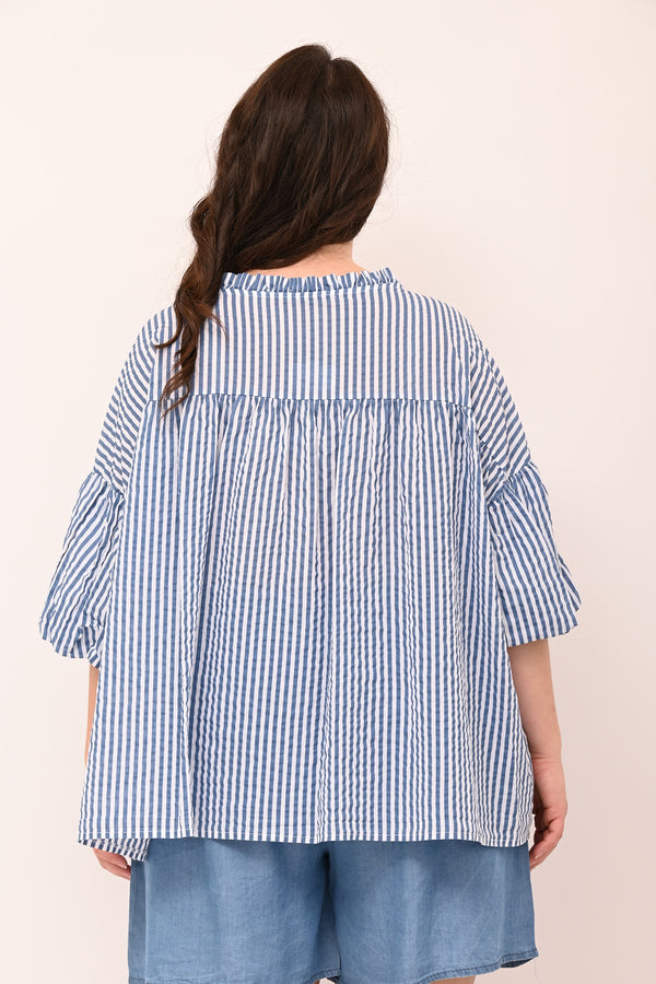 Camicia righe scollo V - Jeans