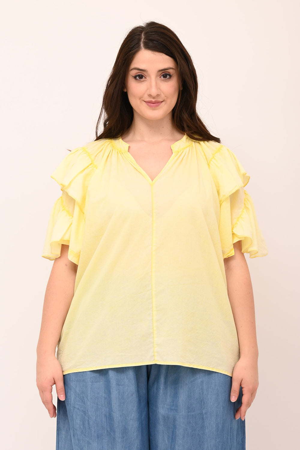 Blusa doppia rouches - Lemon