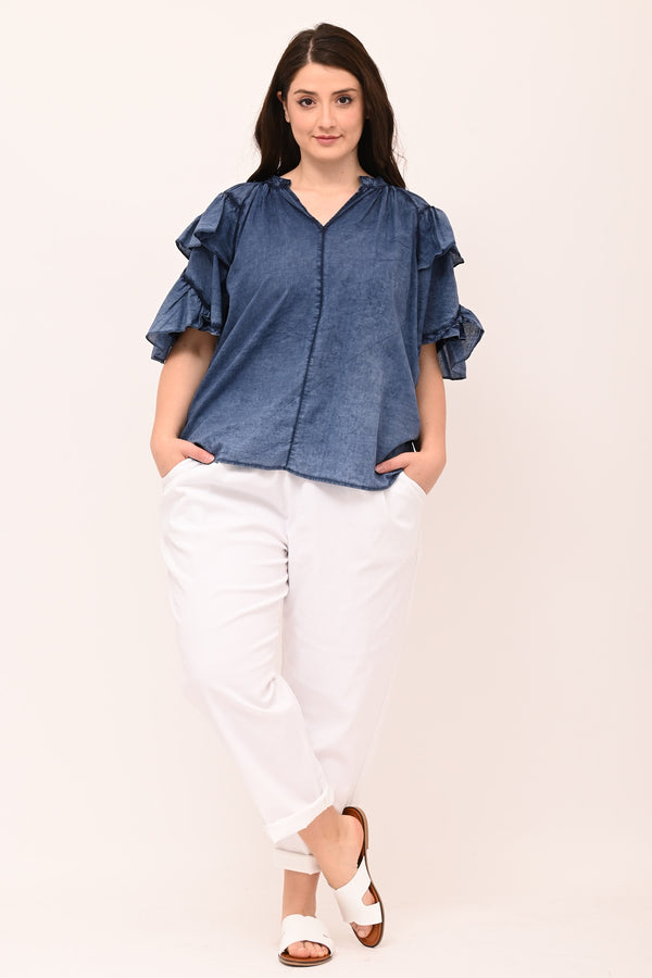 Blusa doppia rouches - Jeans