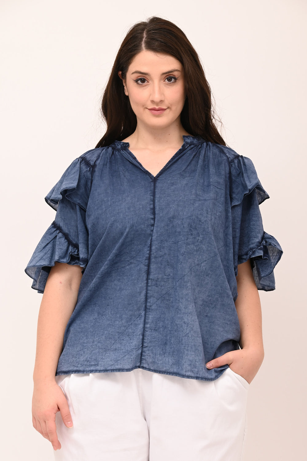 Blusa doppia rouches - Jeans