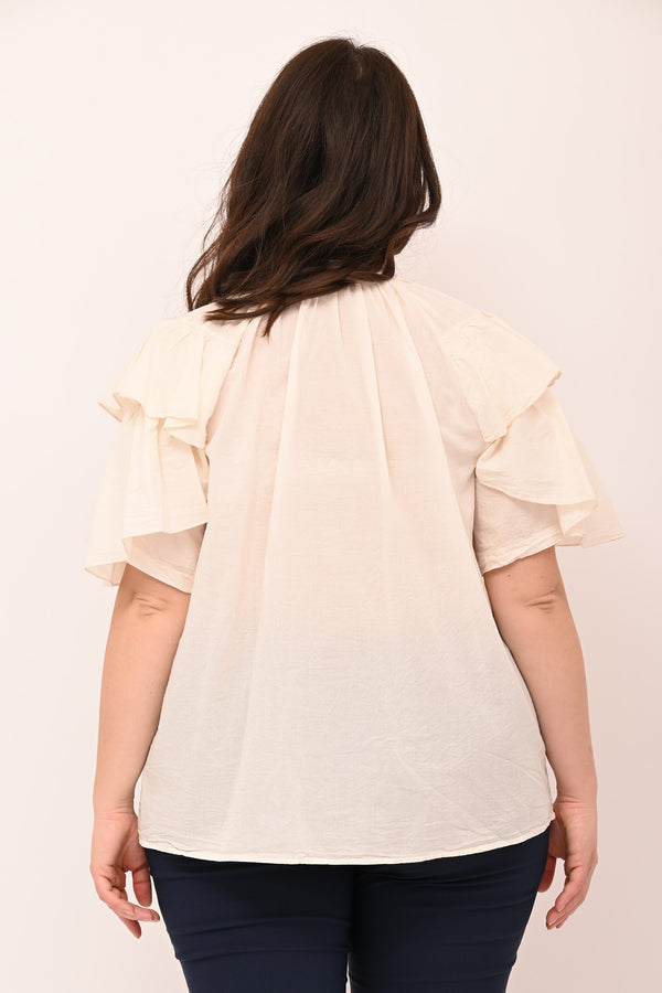 Blusa doppia rouches - Sabbia