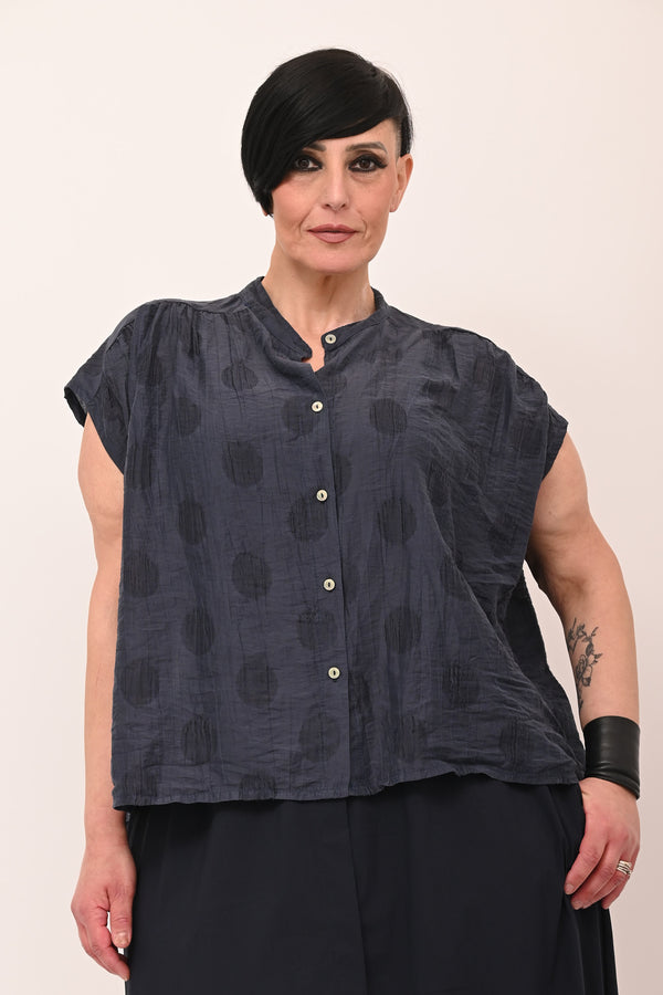 Camicia coreana pois - Blu