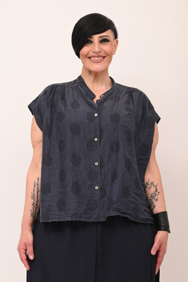 Camicia coreana pois - Blu