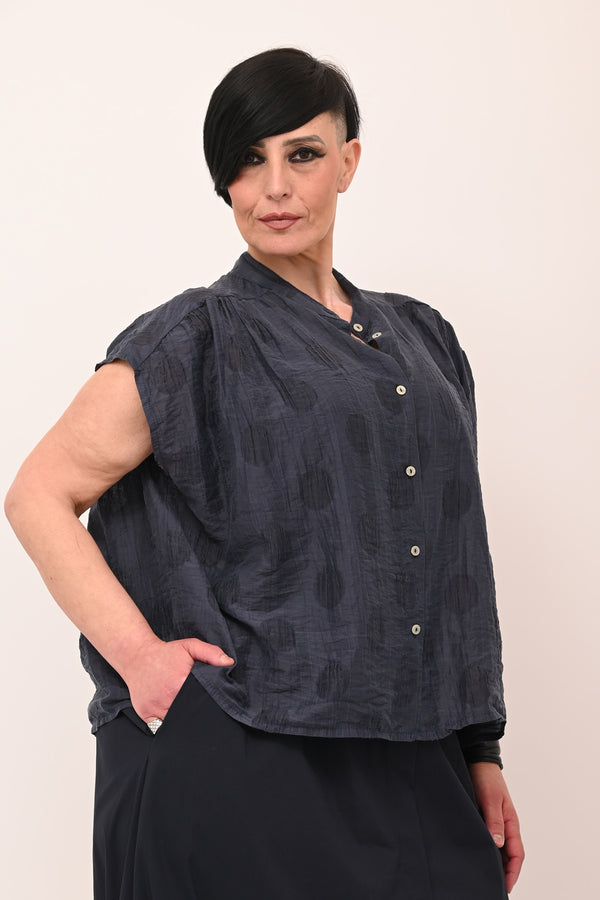 Camicia coreana pois - Blu