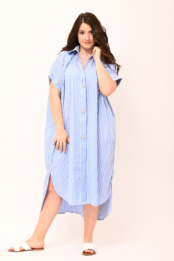 Abito camicia righe - Jeans