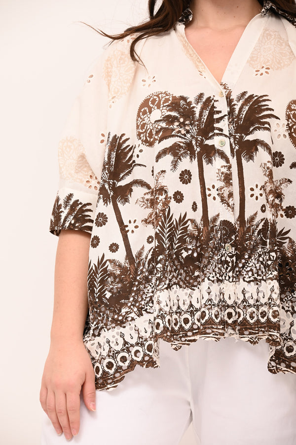 Camicia sangallo palme - Bruciato