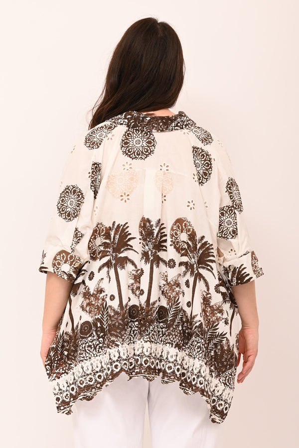 Camicia sangallo palme - Bruciato