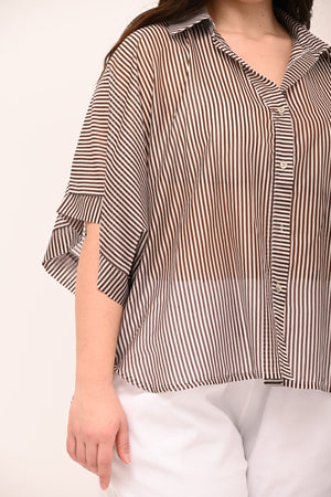 Camicia righe manica larga - Bruciato
