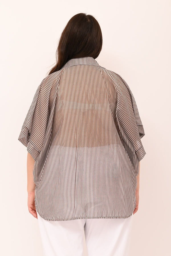 Camicia righe manica larga - Bruciato