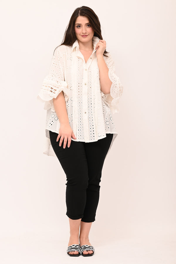 Camicia sangallo rouches - Bianco