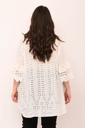 Camicia sangallo rouches - Bianco