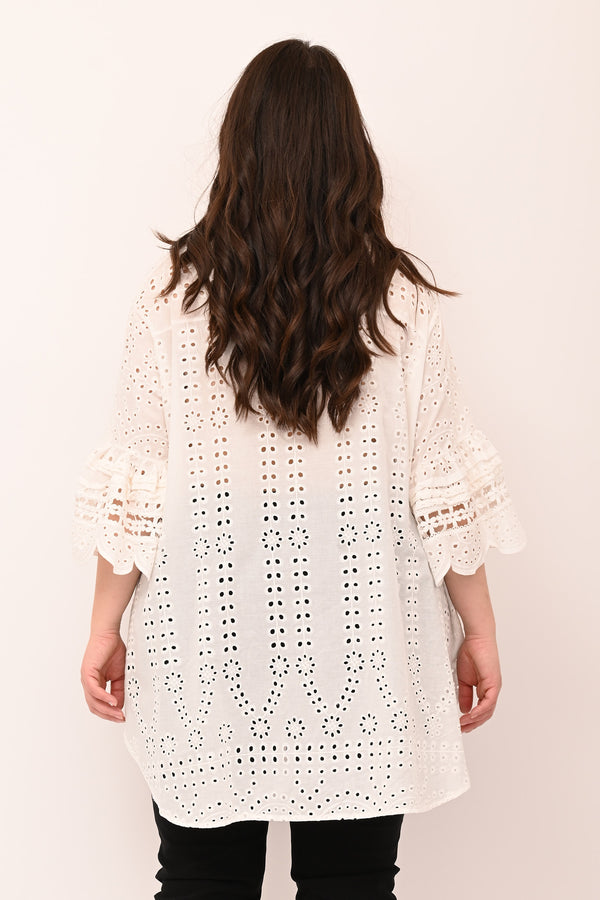 Camicia sangallo rouches - Bianco