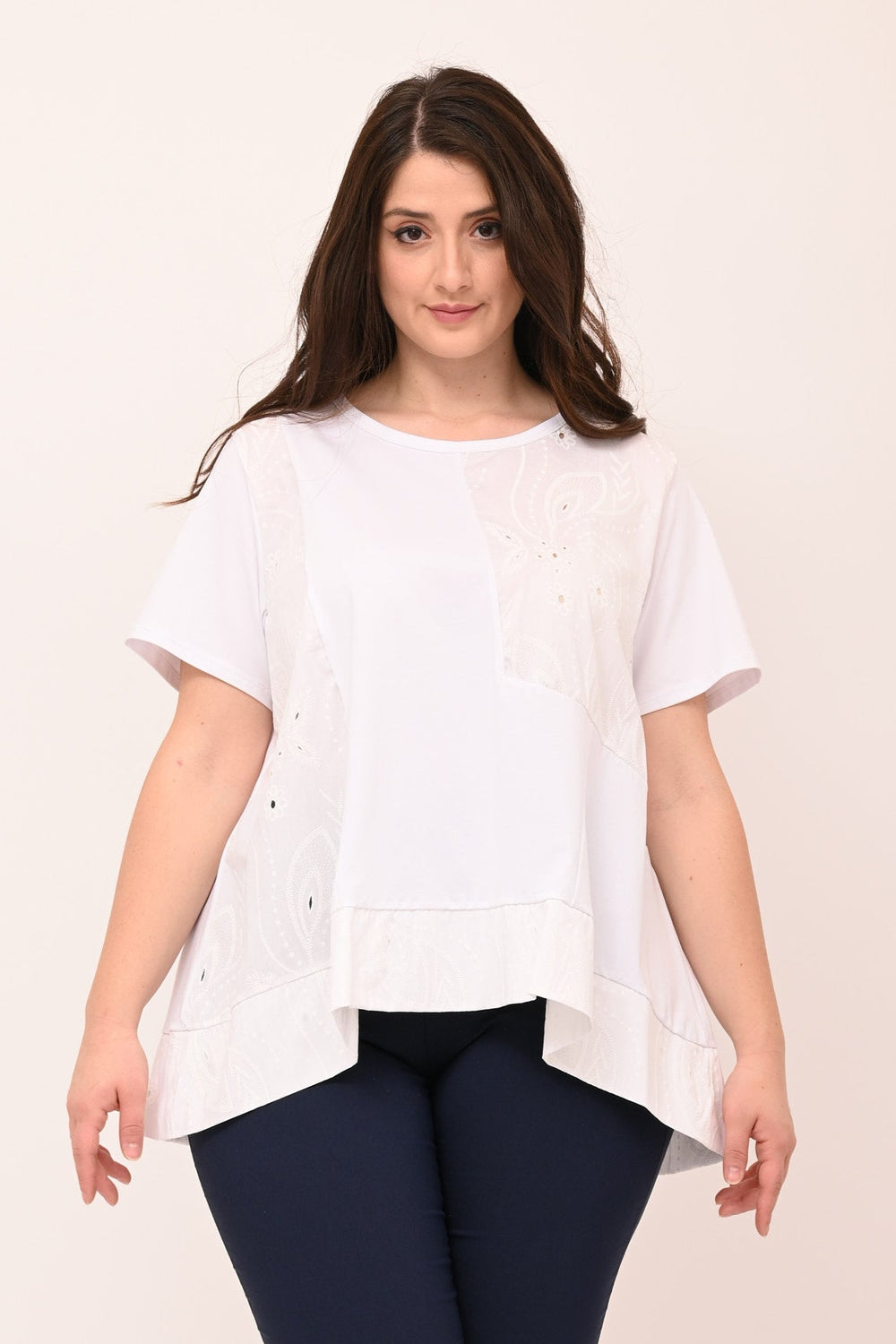 Maglia bordo sangallo - Bianco