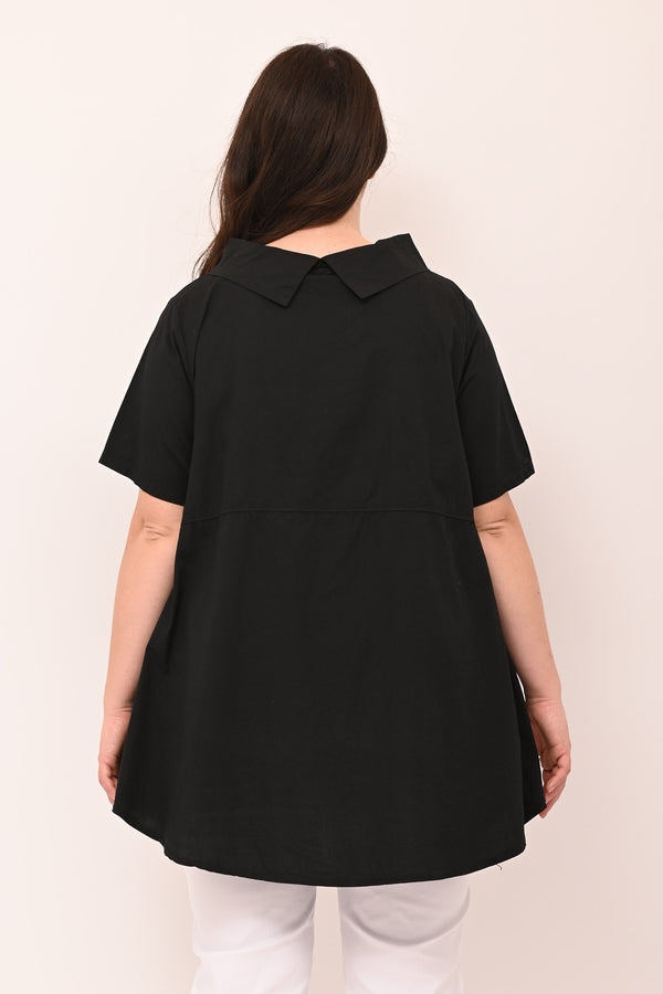 Maglia colletto punte - Nero