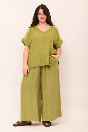 Blusa gessata paillettes - Oliva