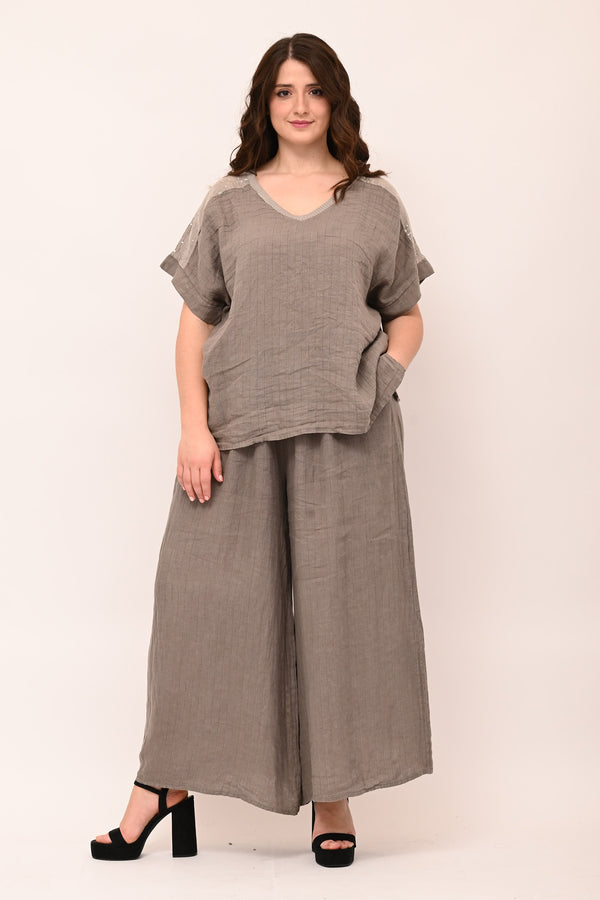 Blusa gessata paillettes - Fango