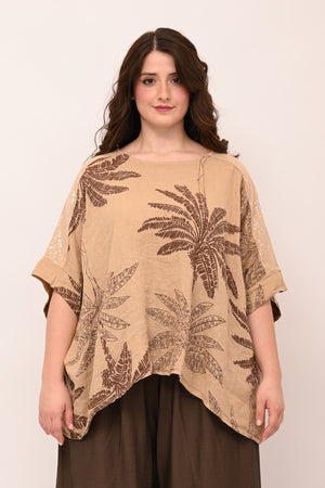 Blusa palme paillettes - Nocciola