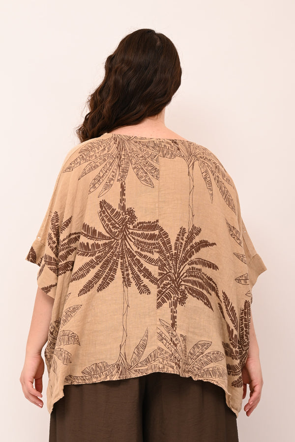 Blusa palme paillettes - Nocciola