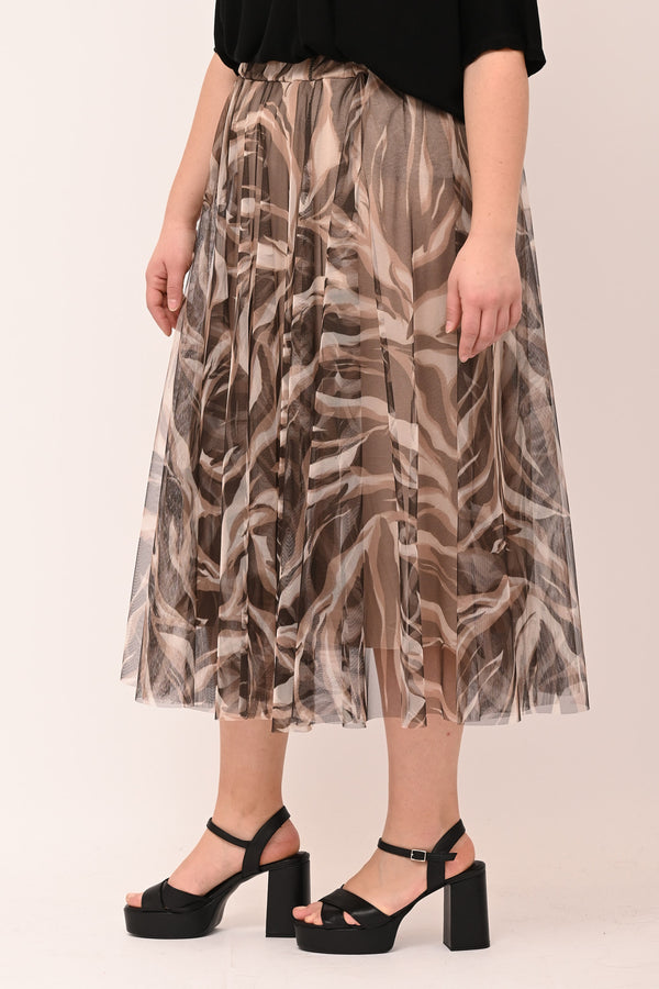 Gonna tulle ruota fantasia - Nero