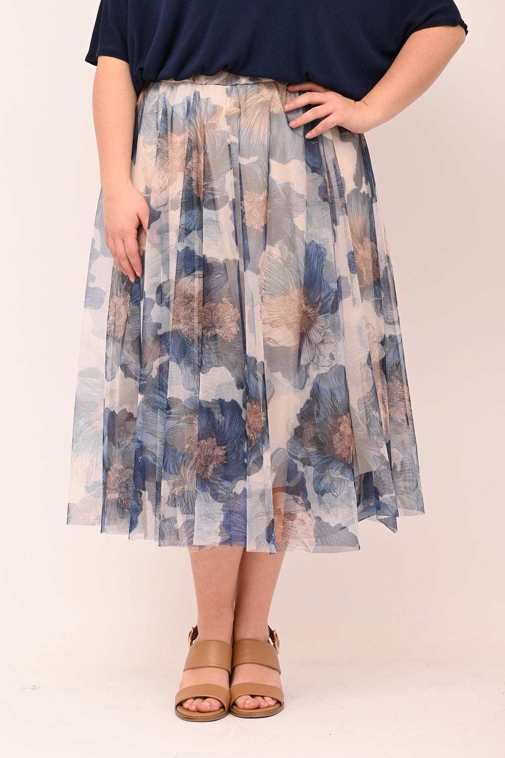 Gonna tulle ruota fantasia - Blu