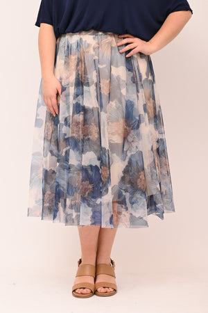 Gonna tulle ruota fantasia - Blu