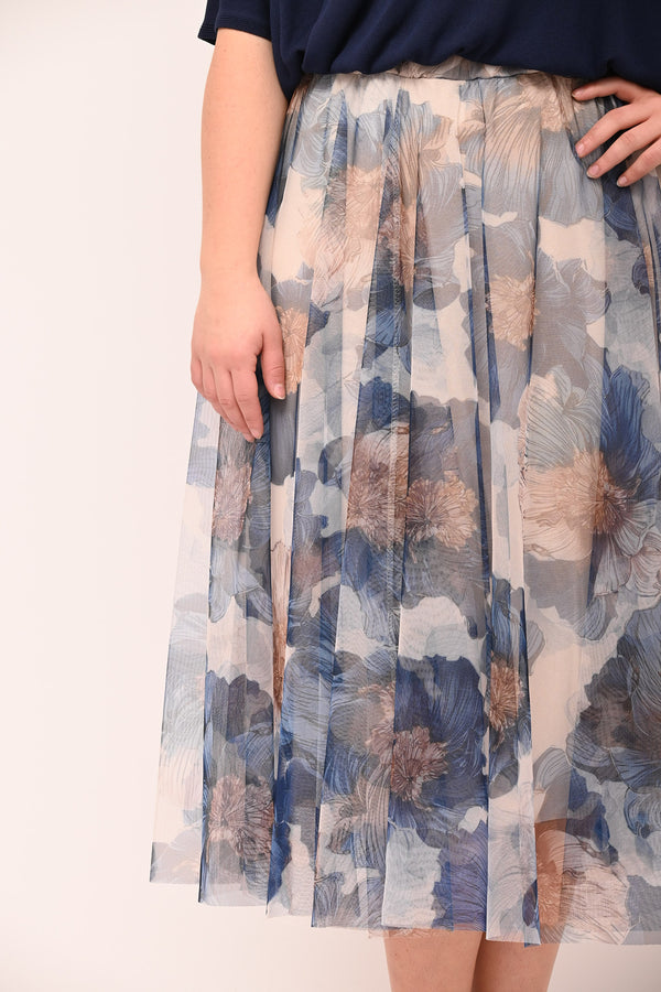 Gonna tulle ruota fantasia - Blu