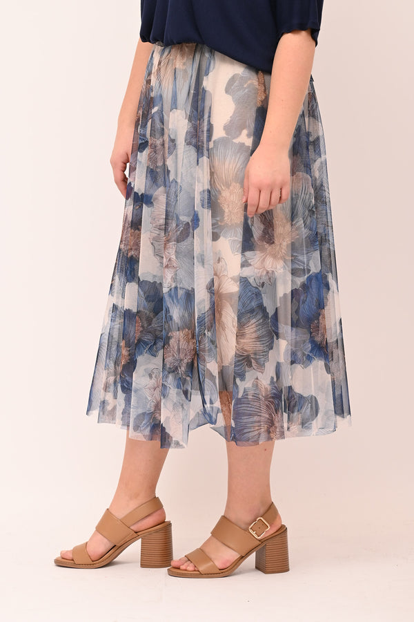 Gonna tulle ruota fantasia - Blu