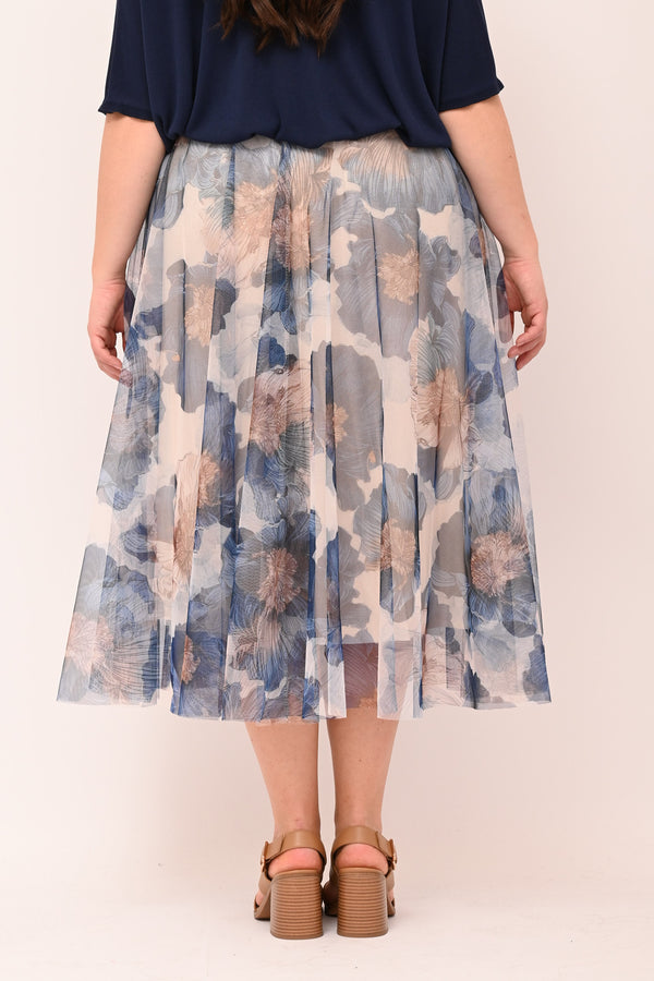 Gonna tulle ruota fantasia - Blu