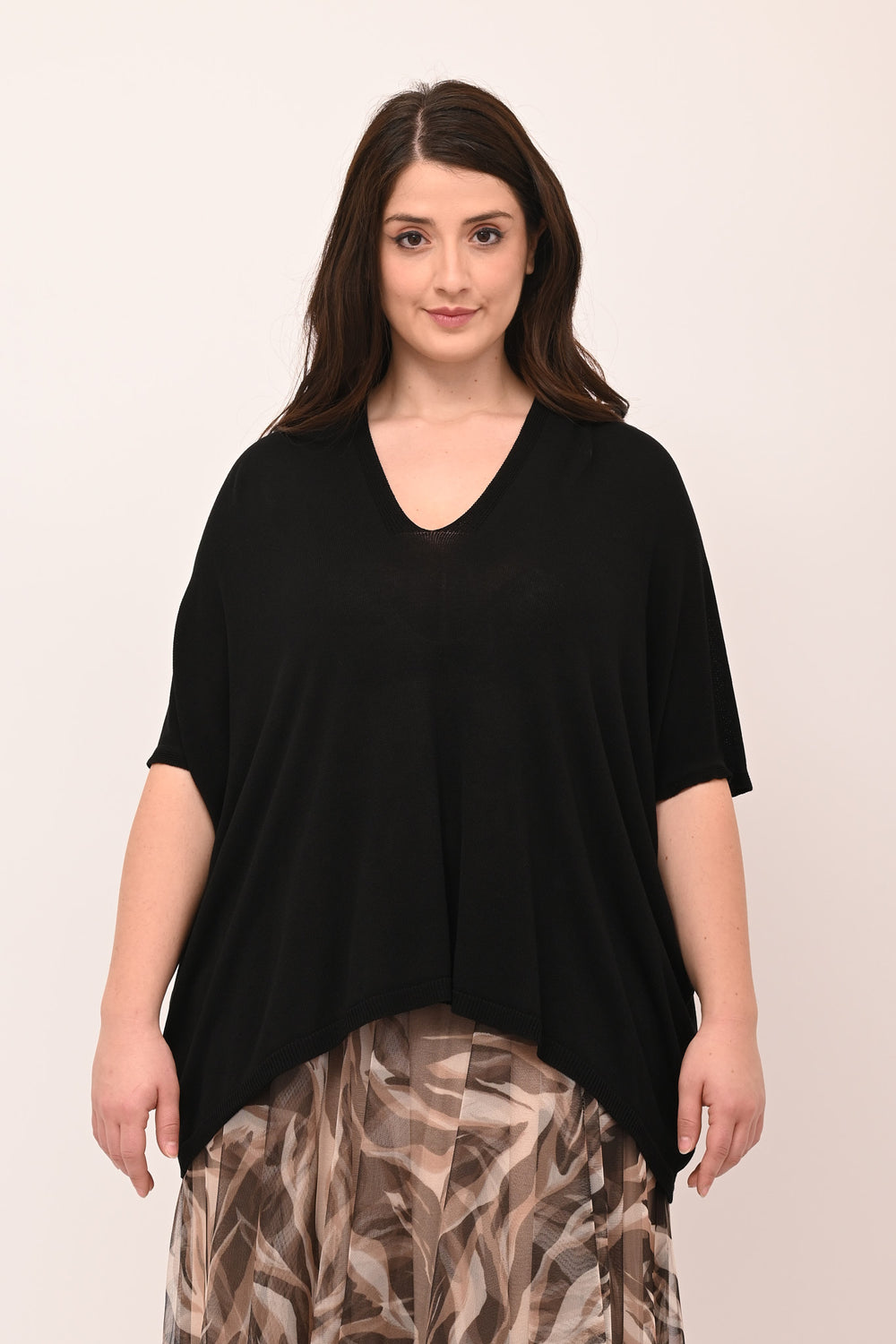 Maglia filo scollo V - Nero