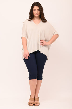 Maglia filo scollo V - Gesso