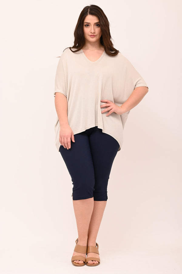 Maglia filo scollo V - Gesso