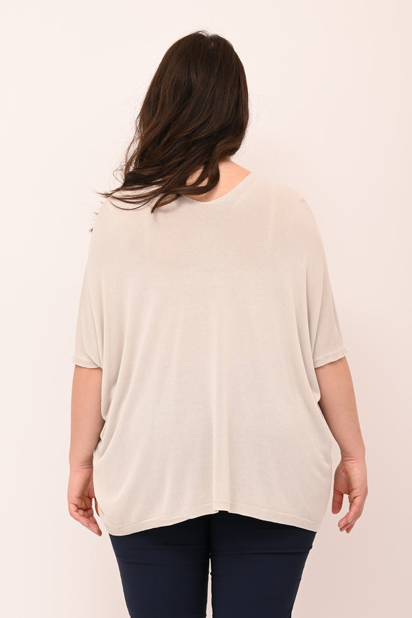 Maglia filo scollo V - Gesso