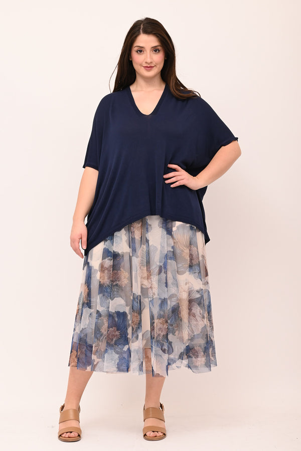 Gonna tulle ruota fantasia - Blu