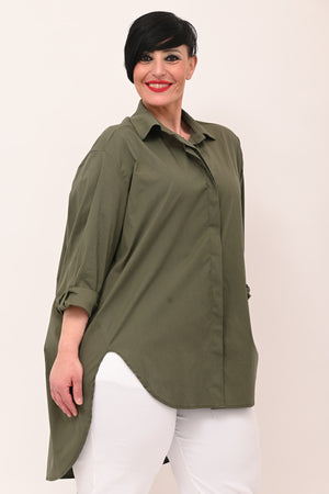 Maxi camicia cotone - Verde militare