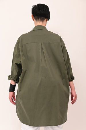 Maxi camicia cotone - Verde militare