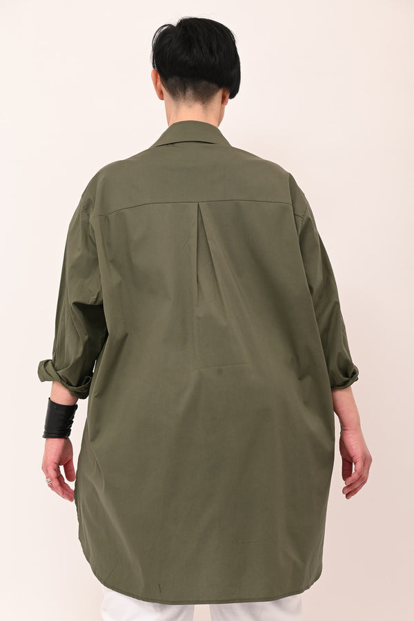 Maxi camicia cotone - Verde militare