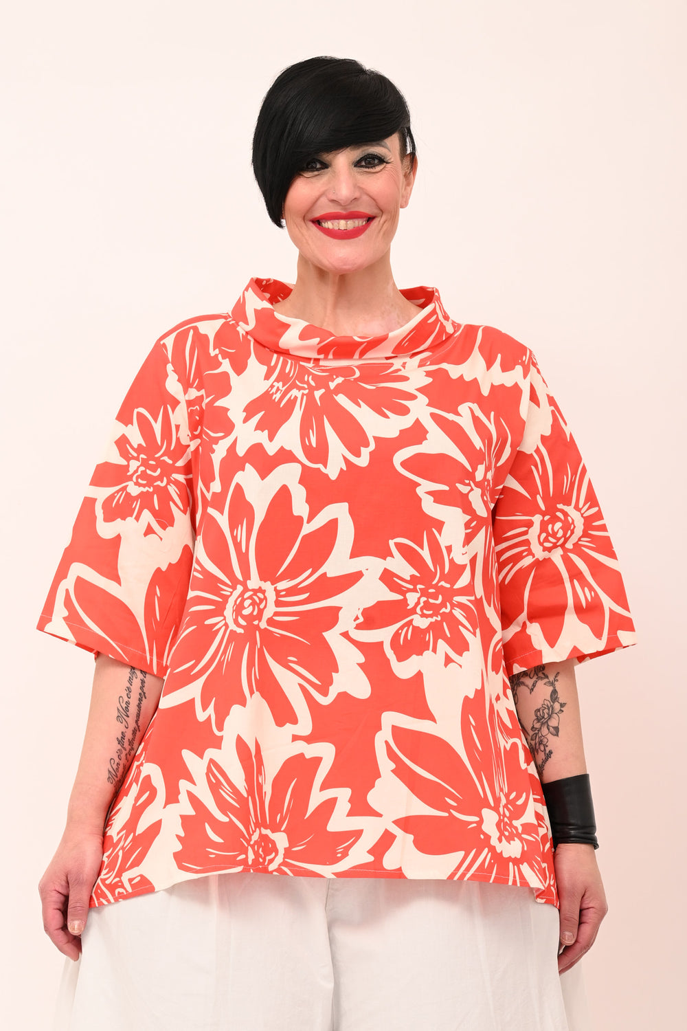Blusa collo ciambella - Corallo