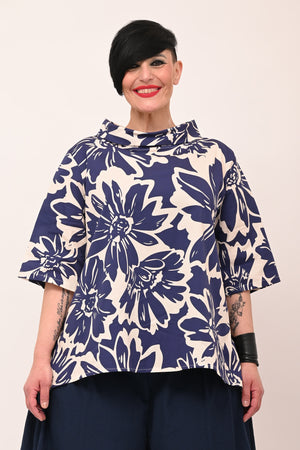 Blusa collo ciambella - Blu