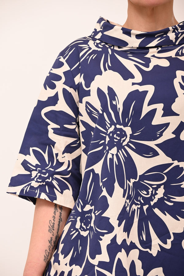 Blusa collo ciambella - Blu