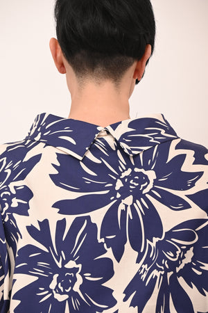 Blusa collo ciambella - Blu