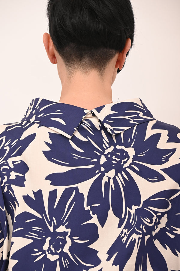 Blusa collo ciambella - Blu
