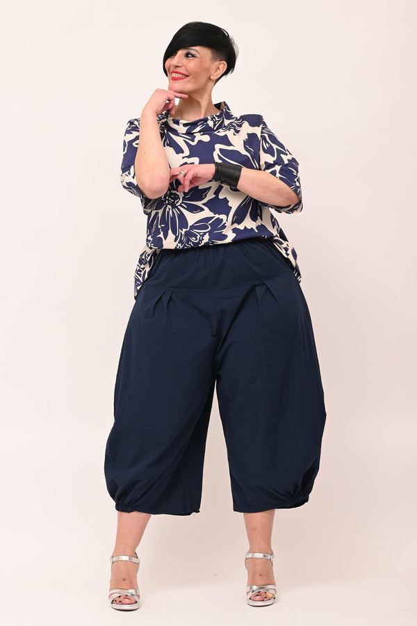 Blusa collo ciambella - Blu