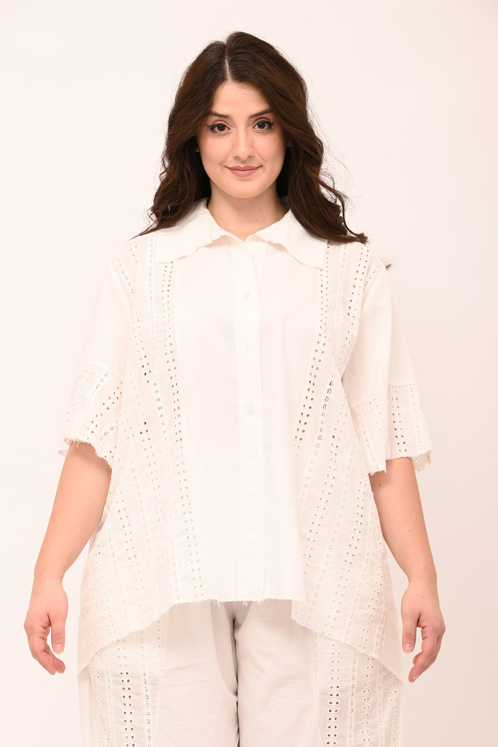 Camicia sangallo coda - Bianco