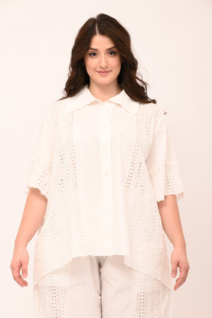 Camicia sangallo coda - Bianco
