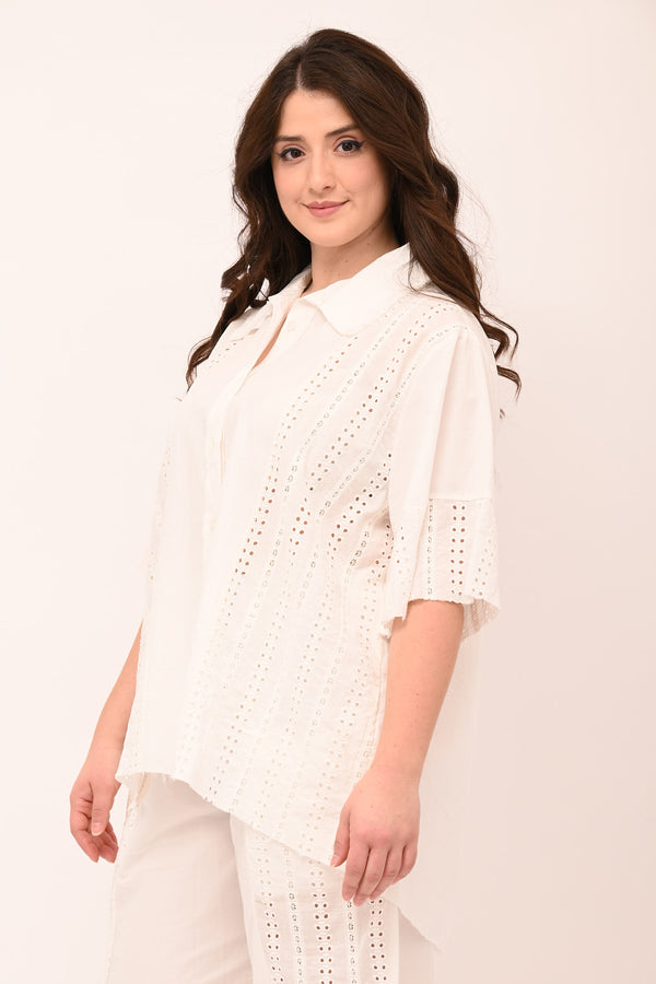 Camicia sangallo coda - Bianco