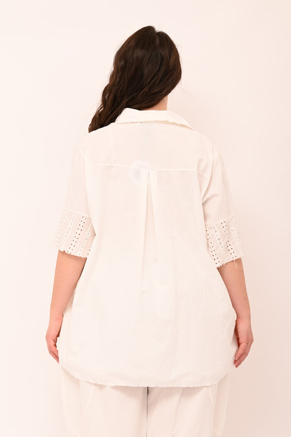 Camicia sangallo coda - Bianco